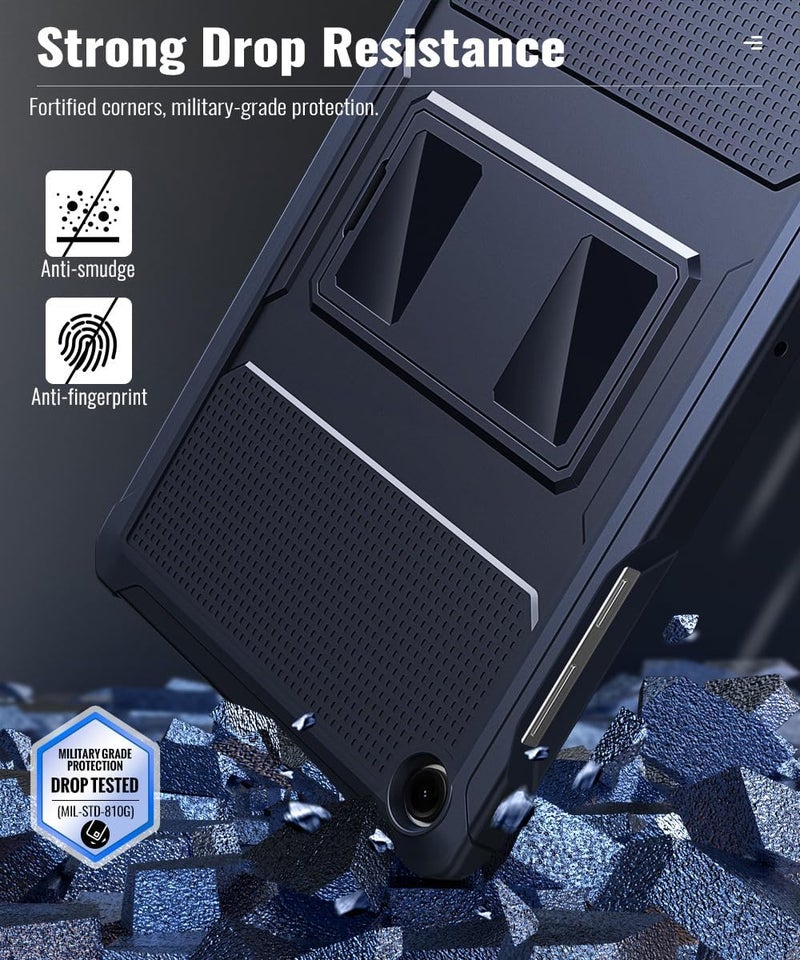 MoKo Case Fit Galaxy Tab A11+ Plus/A9+ 11-Inch 2025/2023, Shockproof Full Body Rugged Stand Back Cover with Built-in Screen Protector for Galaxy Tab A11+/A9 Plus Tablet, Dark Blue - Image 4